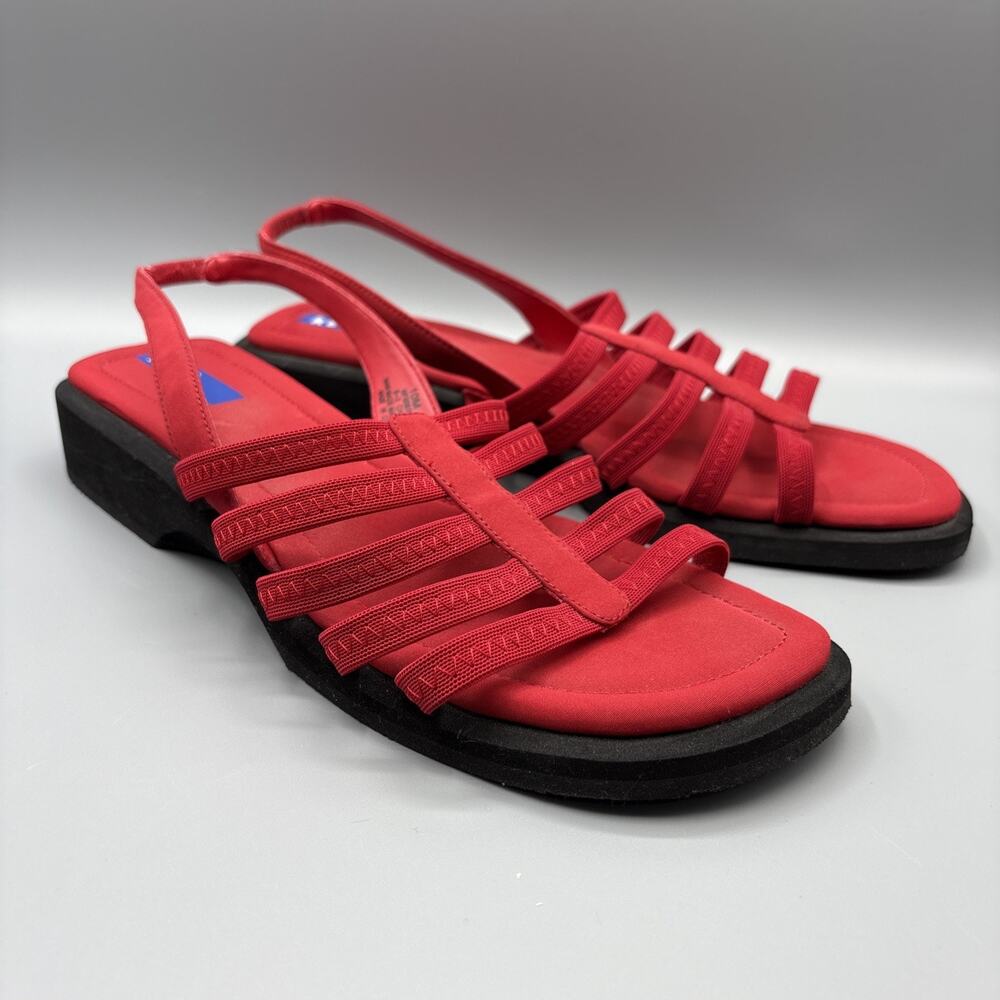 Keds Y2K Sandals Size 10 Red Elastic Strap Stretch Slingbacks Summer Tomato Girl